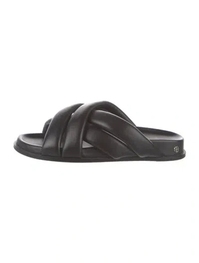 Pre-owned Anine Bing Leather Slides In Black
