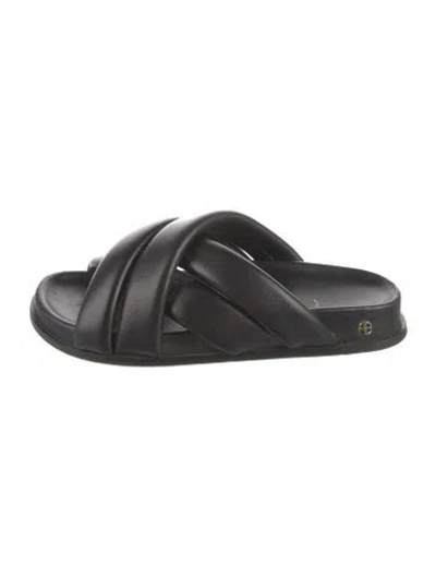 Pre-owned Anine Bing Leather Slides In Black