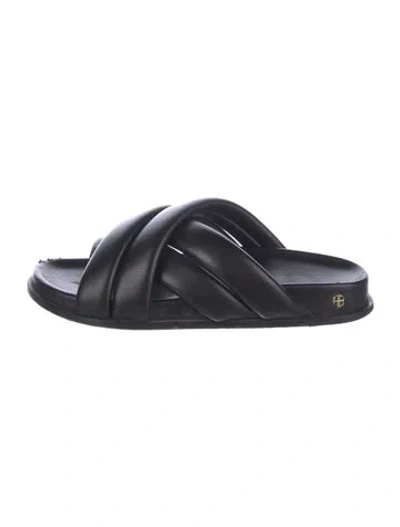 Pre-owned Anine Bing Leather Slides In Black