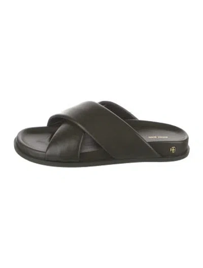 Pre-owned Anine Bing Leather Slides In Black