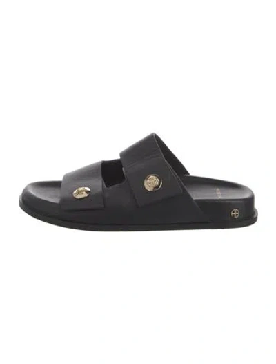 Pre-owned Anine Bing Leather Slides In Black