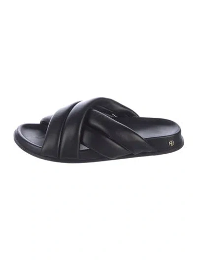 Pre-owned Anine Bing Leather Slides In Black