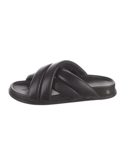 Pre-owned Anine Bing Leather Slides In Black