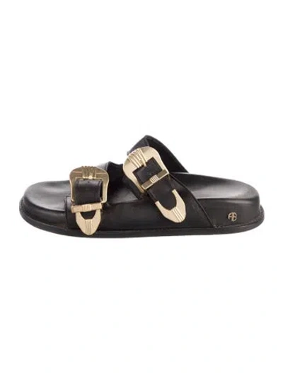 Pre-owned Anine Bing Leather Slides In Black
