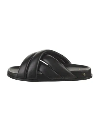 Pre-owned Anine Bing Leather Slides In Black