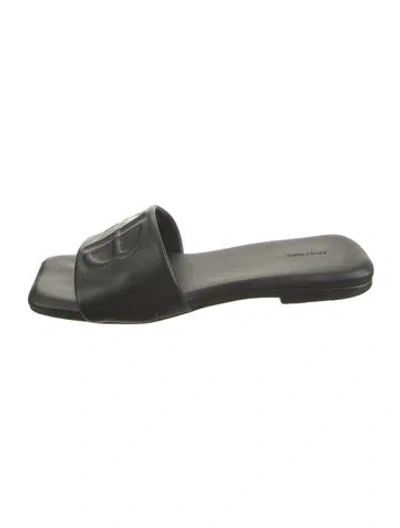 Pre-owned Anine Bing Leather Slides In Black