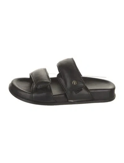 Pre-owned Anine Bing Leather Slides In Black