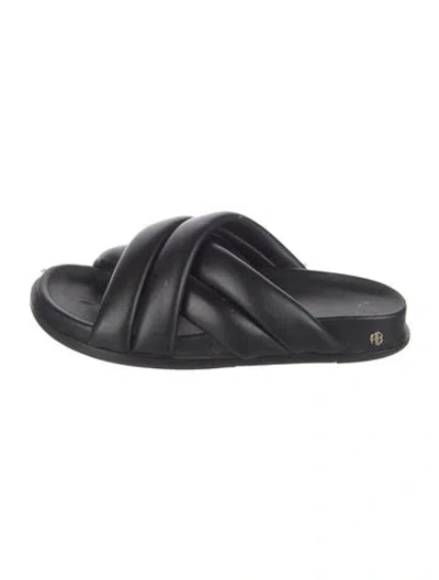 Pre-owned Anine Bing Leather Slides In Black