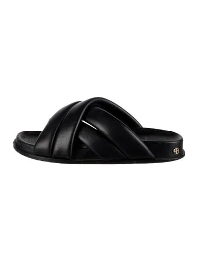 Pre-owned Anine Bing Leather Slides In Black