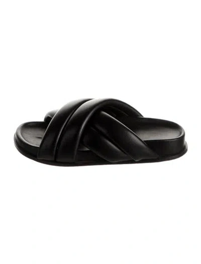 Pre-owned Anine Bing Leather Slides In Black