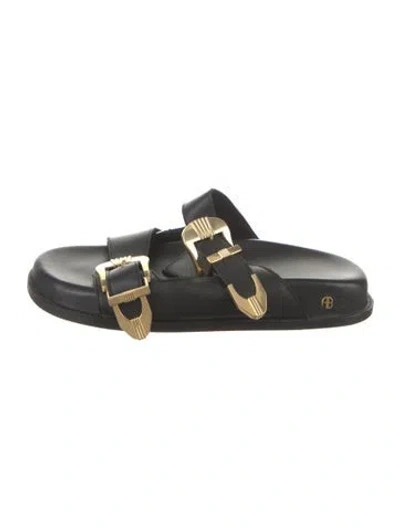 Pre-owned Anine Bing Leather Slides In Black