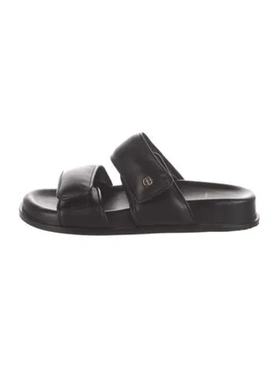 Pre-owned Anine Bing Leather Slides In Black