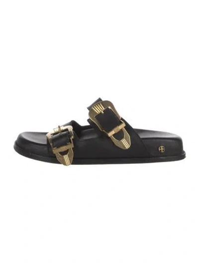 Pre-owned Anine Bing Leather Slides In Black