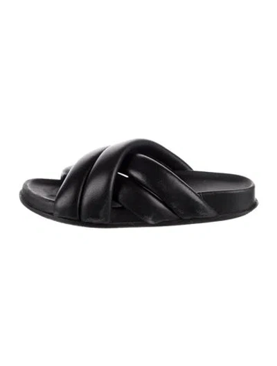 Pre-owned Anine Bing Leather Slides In Black