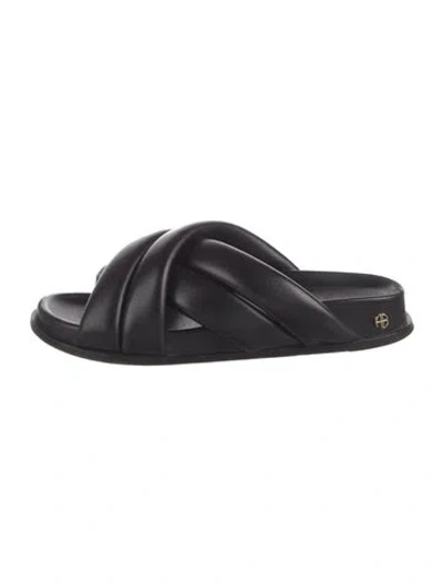 Pre-owned Anine Bing Leather Slides In Black