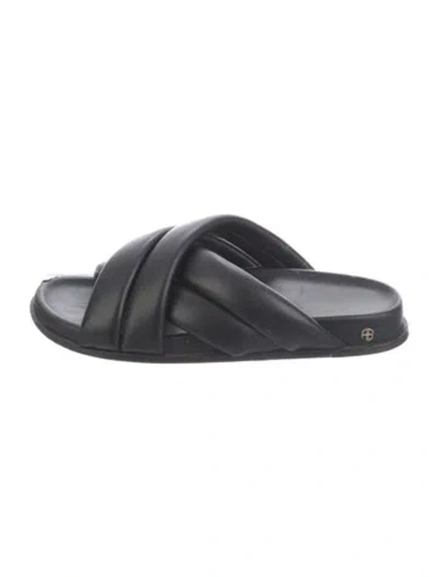 Pre-owned Anine Bing Leather Slides In Black