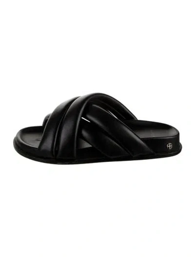 Pre-owned Anine Bing Leather Slides In Black