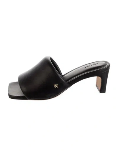Pre-owned Anine Bing Leather Slides In Black