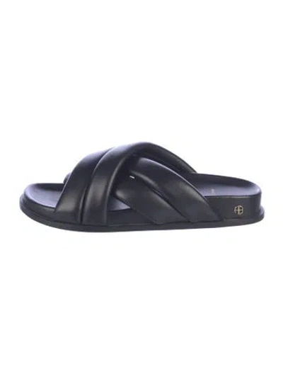 Pre-owned Anine Bing Leather Slides In Blue