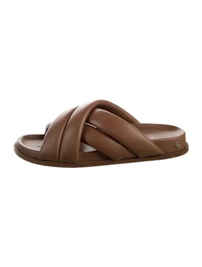 Pre-owned Anine Bing Leather Slides In Brown
