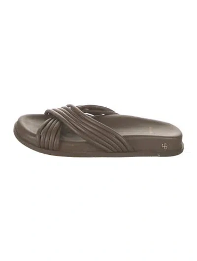 Pre-owned Anine Bing Leather Slides In Brown