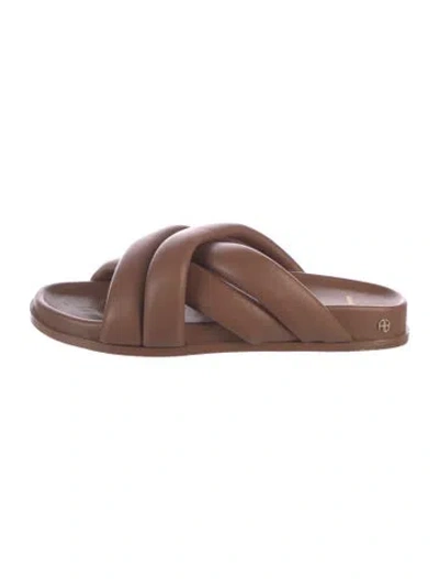 Pre-owned Anine Bing Leather Slides In Brown