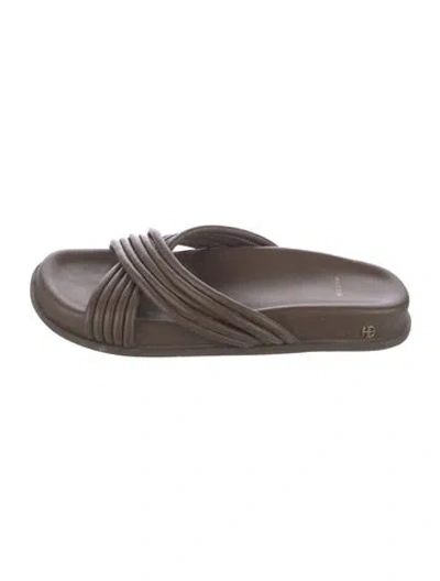 Pre-owned Anine Bing Leather Slides In Brown