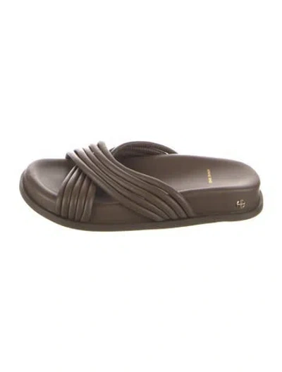 Pre-owned Anine Bing Leather Slides In Brown