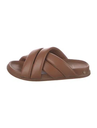 Pre-owned Anine Bing Leather Slides In Brown