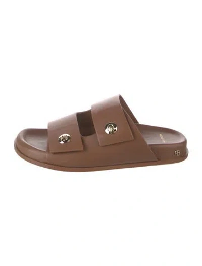 Pre-owned Anine Bing Leather Slides In Brown