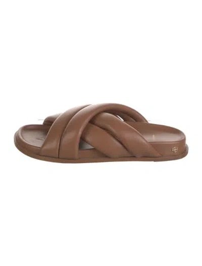 Pre-owned Anine Bing Leather Slides In Brown