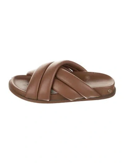 Pre-owned Anine Bing Leather Slides In Brown