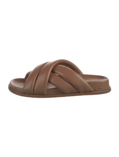 Pre-owned Anine Bing Leather Slides In Brown
