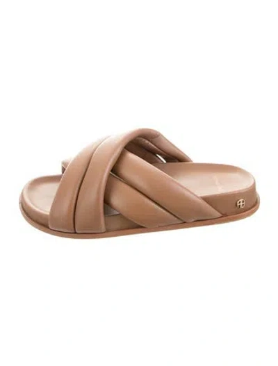 Pre-owned Anine Bing Leather Slides In Brown