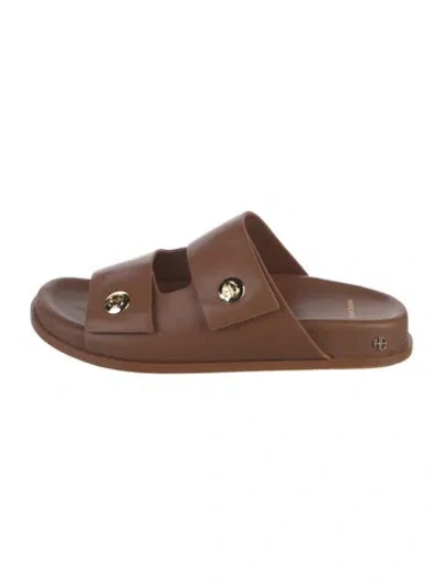 Pre-owned Anine Bing Leather Slides In Brown
