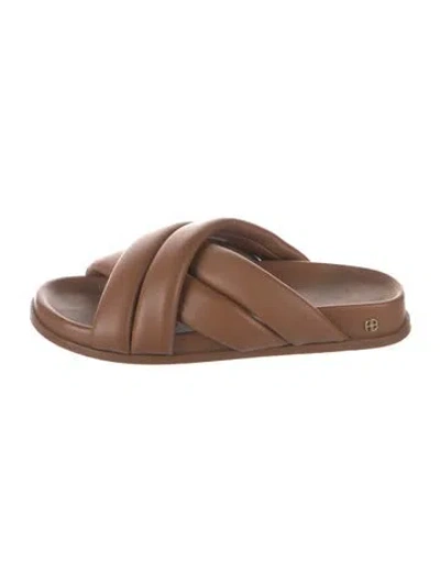 Pre-owned Anine Bing Leather Slides In Brown