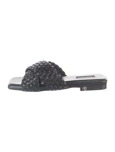Pre-owned Anine Bing Leather Slides In Gray