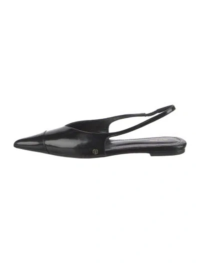 Pre-owned Anine Bing Leather Slingback Flats In Black