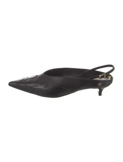 Pre-owned Anine Bing Leather Slingback Flats In Black