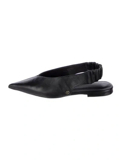 Pre-owned Anine Bing Leather Slingback Flats In Black