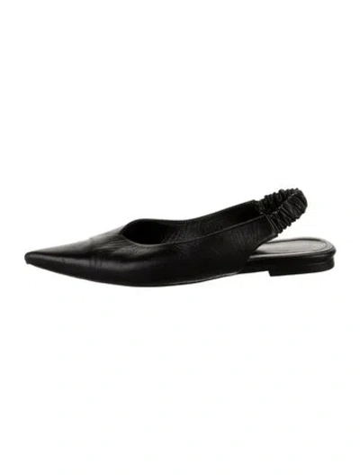Pre-owned Anine Bing Leather Slingback Flats In Black