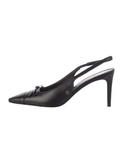 Pre-owned Anine Bing Leather Slingback Pumps In Black