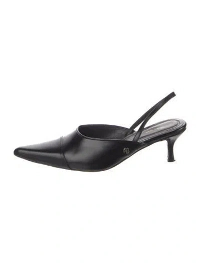 Pre-owned Anine Bing Leather Slingback Pumps In Black
