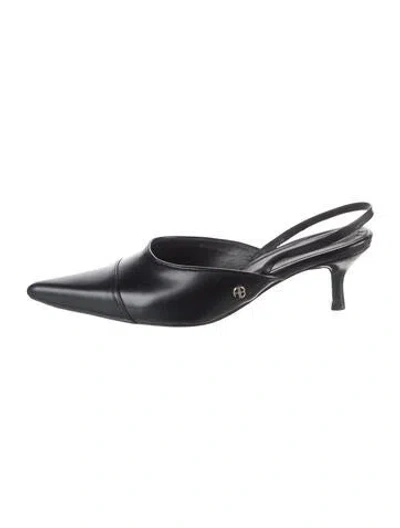 Pre-owned Anine Bing Leather Slingback Pumps In Black