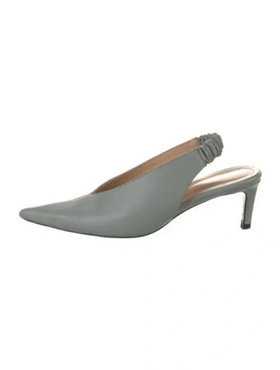 Pre-owned Anine Bing Leather Slingback Pumps In Green