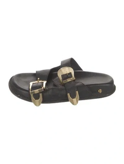 Pre-owned Anine Bing Leather Slingback Sandals In Black