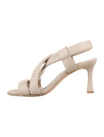 Pre-owned Anine Bing Leather Slingback Sandals In Neutral