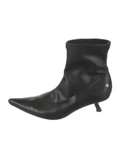 Pre-owned Anine Bing Leather Sock Boots In Black