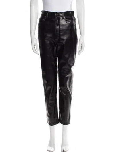 Pre-owned Anine Bing Leather Straight Leg Pants In Black