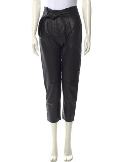 Pre-owned Anine Bing Leather Straight Leg Pants In Black